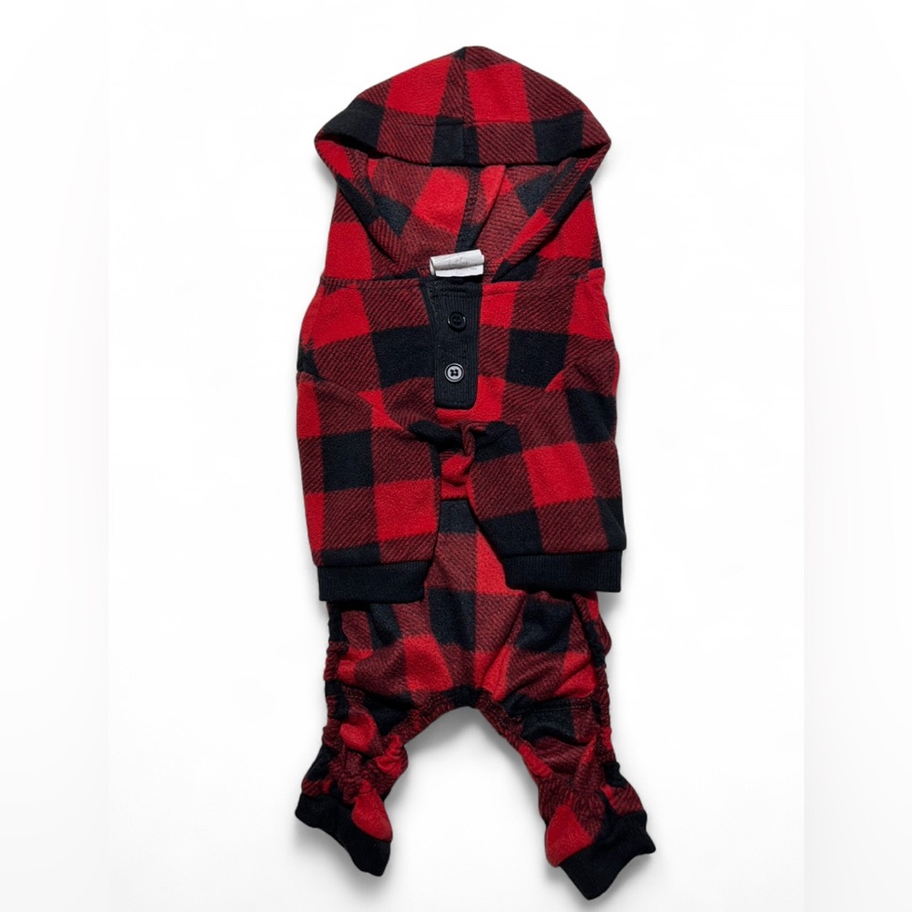 Plaid Red and Black Dog Hoodie Pjs